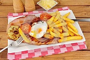 Gammon Egg And Chips Meal