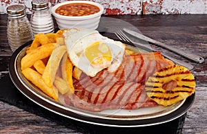 Gammon Egg And Chips Meal