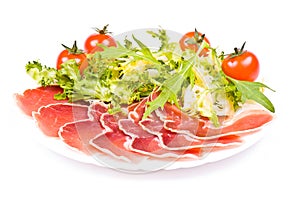 Gammon with salad and cherry tomatoes