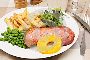 Gammon steak with a pineapple ring