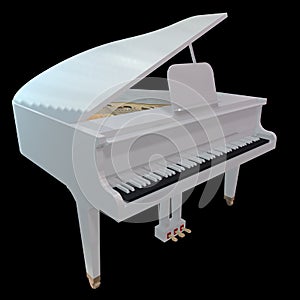 Gand piano isolated on a black background