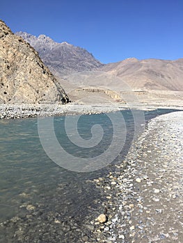 Gandaki River in Winter in Mustang District, Nepal.