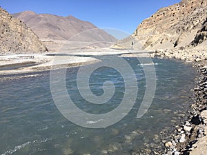 Gandaki River in Winter in Mustang District, Nepal.