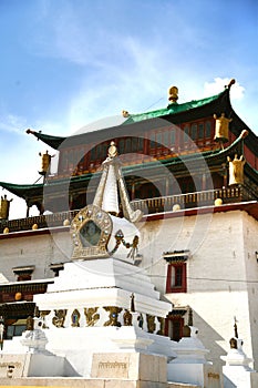 The Gandantegchinlen Monastery is a Tibetan-style Buddhist monastery in the Mongolian capital of Ulaanbaatar, Mongolia