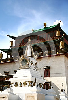 The Gandantegchinlen Monastery is a Tibetan-style Buddhist monastery in the Mongolian capital of Ulaanbaatar, Mongolia