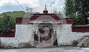 Ganden Monastery located at the top of Wangbur Mountain is one of the `great three` Gelug university monasteries of Tibet.