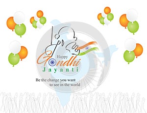 Gandhi Jayanti or 2nd October with nice and creative design illustration, Mohandas Karam Chandra Gandhi Birthday.
