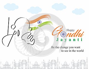 Gandhi Jayanti Celebration of Happy Gandhi Jayanti. 2nd October, National Holiday in India.