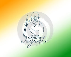 gandhi ji sketch for gandhi jayanti banner in tricolor background vector