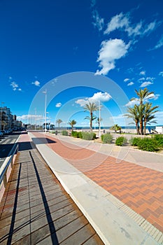 Gandia Beach sand in Mediterranean Sea of Spain