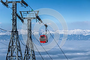 Gandola cable car in Gulmarg Kashmir India during the winter season