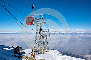 Gandola cable car in Gulmarg Kashmir India during winter season