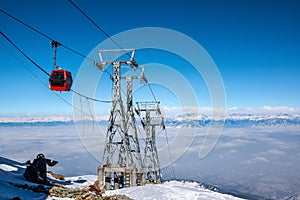 Gandola cable car in Gulmarg Kashmir India during winter season