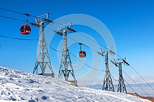 Gandola cable car in Gulmarg Kashmir India during winter season