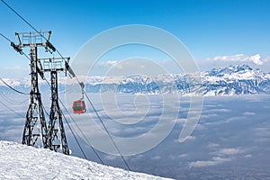 Gandola cable car in Gulmarg Kashmir India during winter season