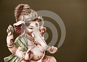 Ganesh (Ganapati- Elephant God) in Hindusim mythology closeup ho