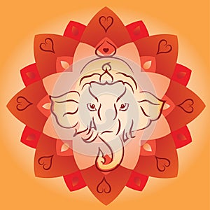 Ganesh Head on Lotus Mandala Background