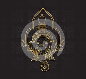 Ganesha characters of Ramayana,Thai Art Background pattern photo