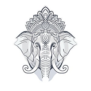 Ganesha Chaturthi vector background. Contour graphics.