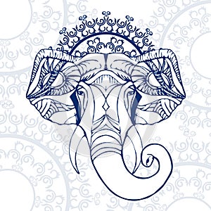 Ganesha Chaturthi vector background. Contour graphics
