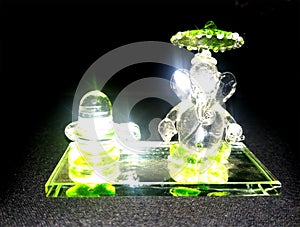 Ganesha Crystal Glass Statue, Shining