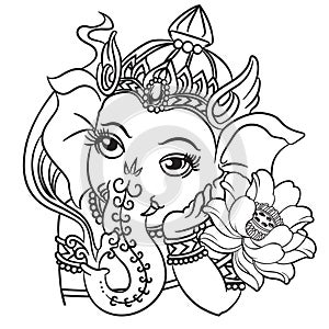 ganesha Drawing Pink om symbol tattoo icon vector