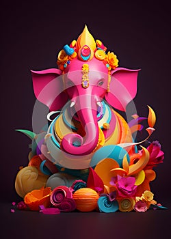 Ganesha god of art, paper art style colorful