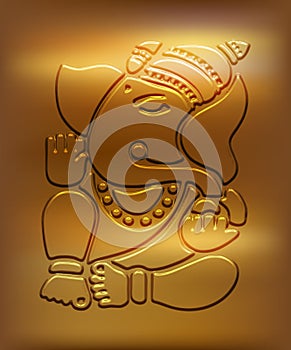 Ganesha - Metallic Golden Design