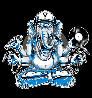 Ganesha with Musical Attributes Vector
