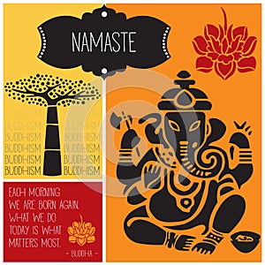Ganesha namaste buddhism vector
