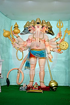 Ganesha in role of panchmukhi Hanuman