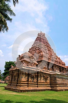 Ganesha shrine and Brihadisvara Temple, Gangaikondacholapuram, Tamil Nadu, India. South West view photo