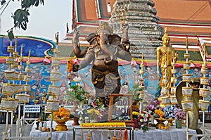Ganesha statue and offerings