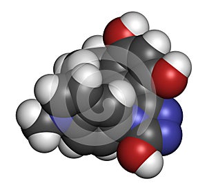 Ganetespib cancer drug molecule (HSP90 inhibitor). 3D rendering. Atoms are represented as spheres with conventional color coding: photo