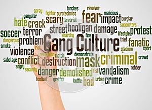 Gang Culture word cloud and hand with marker concept