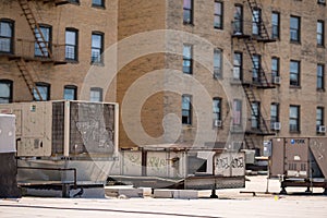 Gang spray paint tage on rooftops in The Bronx NY photo
