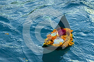 Ganga aarti floating in ganga