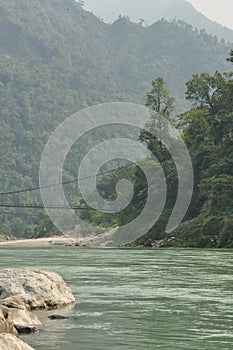 The Ganges, Indian sacred river near Rishikesh, India