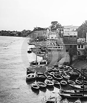 Ganges river aerial view in Varanasi, India