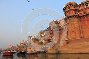 Ganges river ghat Varanasi India photo