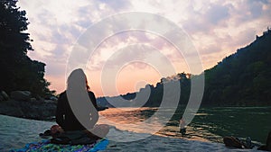 Ganges River Ram Jhoola Bridge, yoga city India, Rishikesh.