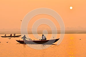 The Ganges river at sunset,India