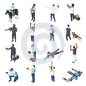 Gangs And Police Isometric Icons photo