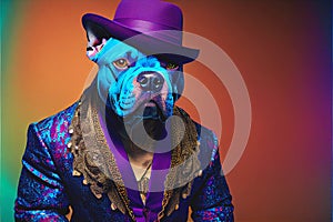 Gangsta pet dog colorful fashion portrait