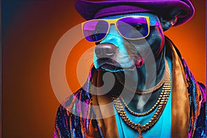 Gangsta pet dog colorful fashion portrait