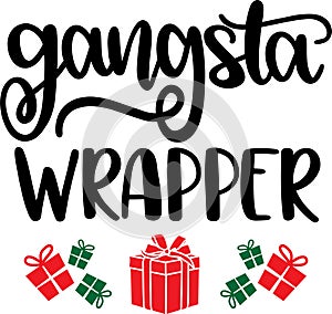 Gangsta wrapper, merry christmas, santa, christmas holiday, vector illustration file