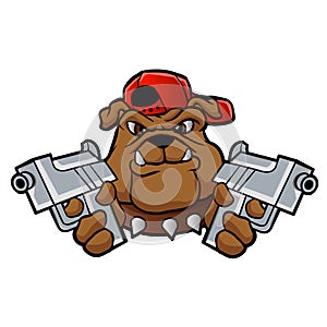 Gangster bulldog with pistols