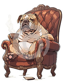 Gangster dog a chair vector illustration for T-shirt designs