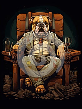 Gangster dog a chair vector illustration for T-shirt designs