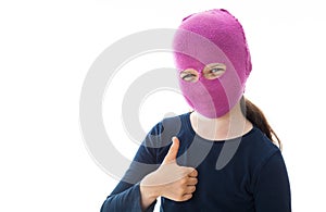 Gangster Girl giving thumbs up sign